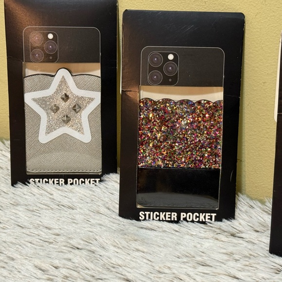 Glitter and Star 3M Sticker Pocket for Cell Phones Set of 4 NWT - Picture 3 of 4